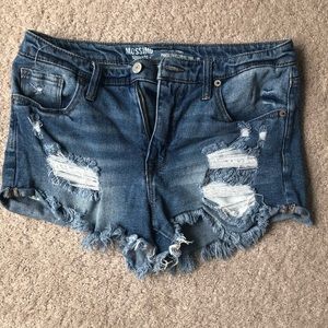 High Rise Distressed Shorts